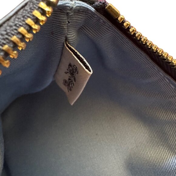 Coach Signature Monogram Navy Blue Wristlet Pouch 6.5" X 4.5" Leather Womens - Picture 9 of 9